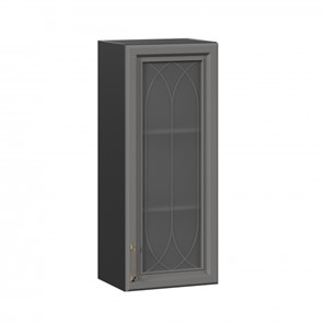 Навесной шкаф Джелатто 400 высокий со стеклом ЛД 241.420.000.152, Черный/Оникс серый в Кемерово