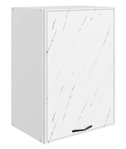 Кухонный шкаф Монако L500 Н720 (1 дв. гл.), белый/мрамор пилатус матовый в Кемерово