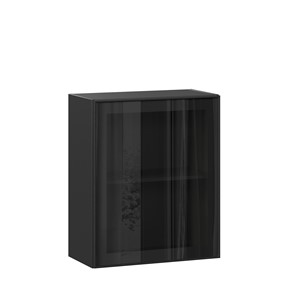 Настенный шкаф со стеклом 600 Индиго ЛД 298.350.000.063, Чёрный/Чёрный в Кемерово - предосмотр