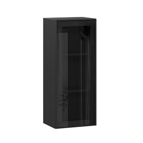 Кухонный навесной шкаф высокий со стеклом 400 Индиго ЛД 298.420.000.068, Чёрный/Чёрный в Кемерово