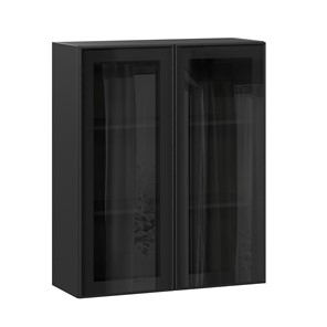 Кухонный шкаф высокий со стеклом 800 Индиго ЛД 298.460.000.156, Чёрный/Чёрный в Кемерово