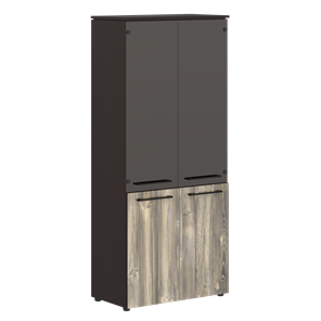 Шкаф колонка со стеклянными и глухими дверями MORRIS  Дуб Базель/Венге Магия MHC 85.2 (854х423х1956) в Кемерово