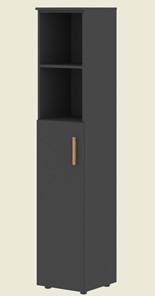 Шкаф колонна высокий с глухой средней дверью левой FORTA Черный Графит  FHC 40.6 (L) (399х404х1965) в Кемерово - предосмотр