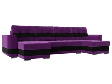 П-образный диван Честер, Фиолетовый/черный (вельвет) в Кемерово