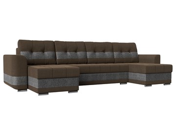 П-образный диван Честер, Коричневый/серый (рогожка) в Кемерово