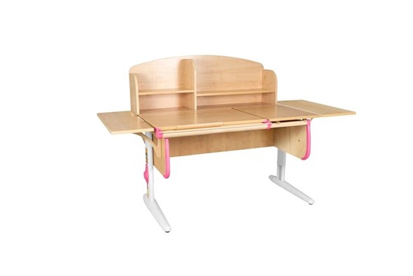 Детский стол-трансформер 1/75-40 (СУТ.25) + Polka_b 1/550 (2 шт.) + Polka_n 1/1200  бежевый/белый/розовый в Кемерово - изображение