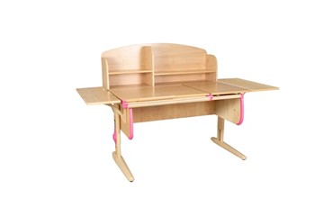 Детский стол-трансформер 1/75-40 (СУТ.25) + Polka_b 1/550 (2 шт.) + Polka_n 1/1200  бежевый/бежевый/розовый в Кемерово