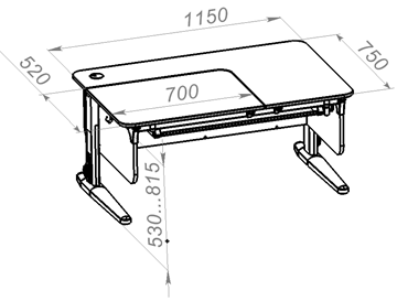 Растущий стол L/70-45 (СУТ 62) с лотком и навесной тумбой, белый/белый/белый в Кемерово - предосмотр 1