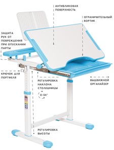 Растущая парта и растущий стул SET HOLTO-17А, голубой в Кемерово - предосмотр 5
