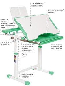 Растущая парта и растущий стул SET HOLTO-17А, зеленый в Кемерово - предосмотр 5