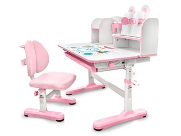 Растущая парта + стул Mealux EVO Panda XL pink BD-29 PN, столешница белая / пластик розовый в Кемерово