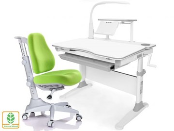 Растущая парта + стул Mealux EVO Evo-30 G (арт. Evo-30 G + Y-528 KZ) (дерево)/(стол+полка+кресло+чехол+лампа)/ белая столешница (дерево), цвет пластика серый в Кемерово