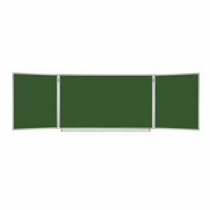 Доска  для мела 3-х элементная 100х150/300 см, 5 рабочих поверхностей, зеленая, BRAUBERG, 231707 в Кемерово - предосмотр